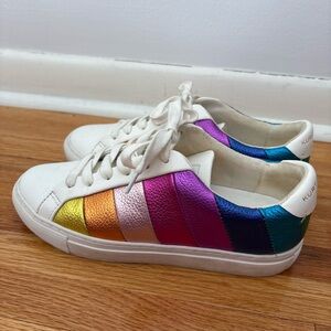 Kurt Geiger White Sneakers with Rainbow Stripes